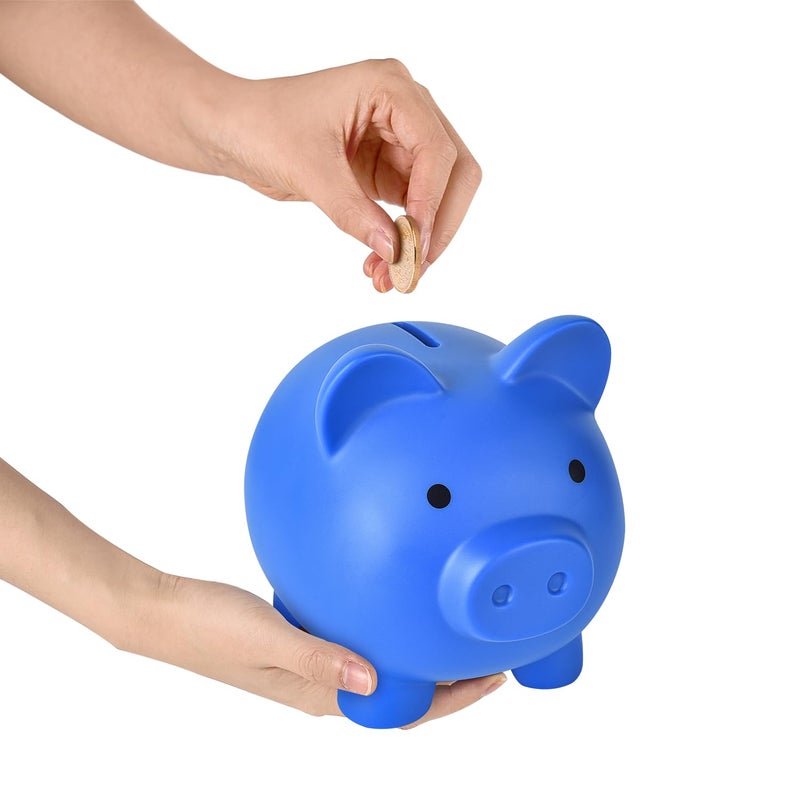 PJDRLLC بنك PJDRLLC Piggy Bank غير قابل للكسر، بنك نقود من البلاستيك للفتيات والفتيان متوسط ​​الحجم، هدايا عملية لعيد الميلاد وعيد الفصح (أزرق داكن) - Image 4